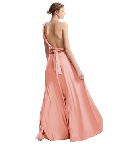 Image of Multi-Way Wrap Infinity Maxi Dress for Bridesmaids & Wedding Guest | 31 Colors for All Wedding Themes, One Size & Plus, 1 Dress for Any Events, Evening, Prom, Gala, Non-See-Through, Wrinkle-Free