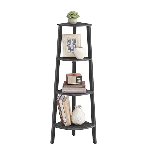 Consejos para Comprar Librero de Escalera los más recomendados. 50 VASAGLE ULLS034B22 - Soporte de Esquina de 4 Niveles, Estante de Escalera Industrial, Soporte para Plantas para Sala de Estar, Oficina, Cocina, Gris carbón y Negro Mate