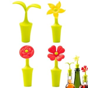 Opilroyn JH46MCD6G2EIBJ31 Weinverschluss 4er-Set Blumen