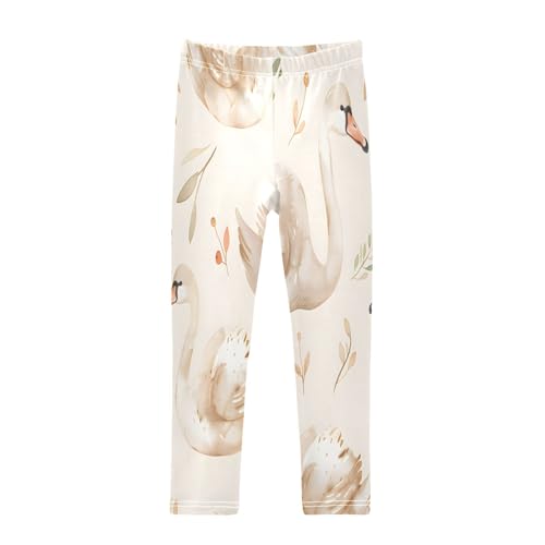 Bolaz Toddler Girls Leggings Printed Yoga Pants Leggings Swan and Flower for Kids