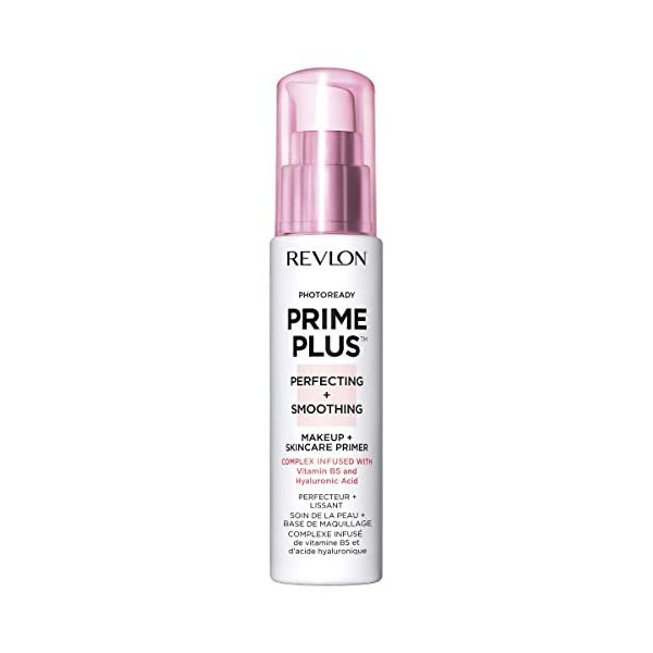 Revlon Face Primer, PhotoReady Prime Plus Face Makeup for All Skin Types, Blurs & Fills in Fine Lines, Infused with Vitamin B5 and Hyaluronic Acid, Perfecting & Smoothing, 1 Oz