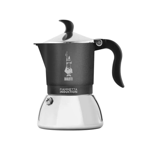 Bialetti Fiammetta Cafetera de inducción, 4 tazas (150 ml), Apta para todos los fuegos, Diseño elegante, Gris
