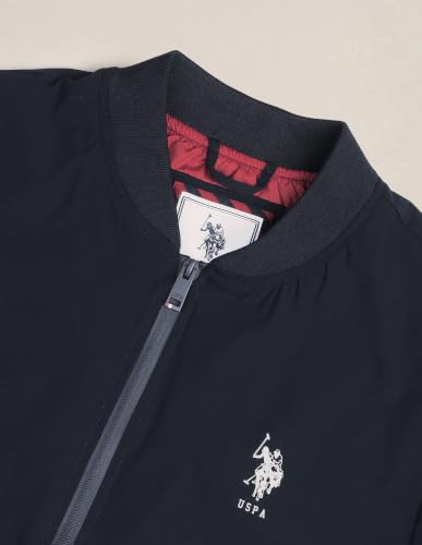 Image of U.S. Polo Assn. Men's Cotton Navy Solid Stand Collar Bomber Standard Length Jacket (2Xl)