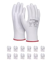 DONAU SAFETY Montagehandschuhe Handschuhe/Größe 10, 12 Paar/Kat. II/Weiß/Handschuhe Arbeitshandschuhe aus Polyester/Polyurethan/Garten-, Builders, Mechaniker