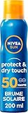 NIVEA SUN Brume solaire Protect & Dry Touch FPS 50 (1x200 ml), Protection anti UV 100% transparente r&eacute;sistante &agrave; l&rsquo;eau, &eacute;cran solaire non gras absorption rapide