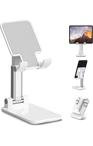 Image of Cell Phone Stand, Tablet Stand, Aluminum Stand Holder for Mobile Phones /Tablets /Ipad /Kindle -White Mobile Holder