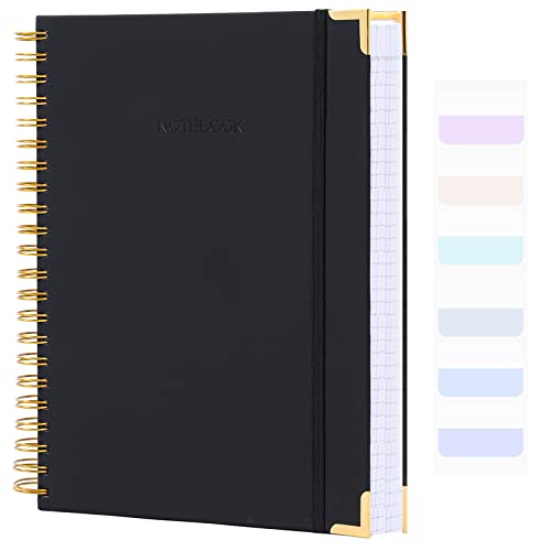 Carnets à spirales 21,6 x 27,9 cm bloc-notes couverture rigide cuir noir A4