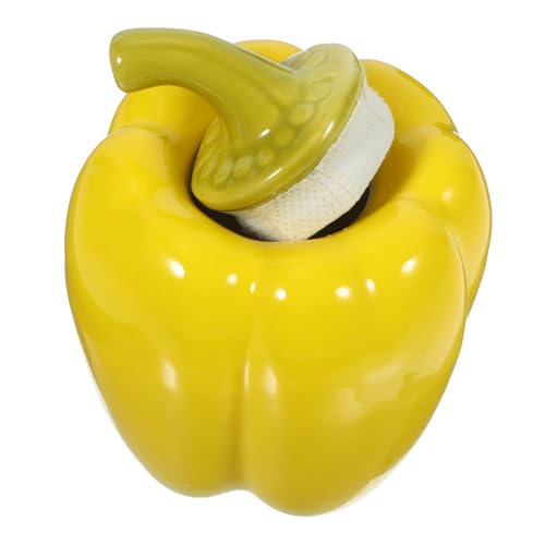Amosfun Contenedor Para Té Cerámico Amarillo Tarro Hermético Para Alimentos Recipiente Decorativo Adecuado Para Cocina y Oficina Almacenamiento De Especias y Pimientos Verdes