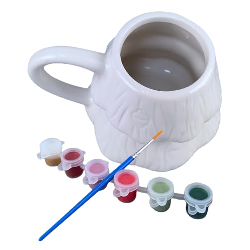 Kixolazr Tazas de Cerámica Blancas para Manualidades - 1 Juego de Pintura DIY,Kit De Árbol De Navidad Para Tu Propia Taza,para Decoración en Fiestas y Cumpleaños, Regalos para Hogar, Niños y Adultos