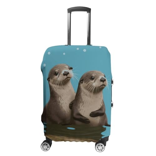 Cute Otters Printed Luggage Cover Protector, Fits 18-32 Inch Luggage
