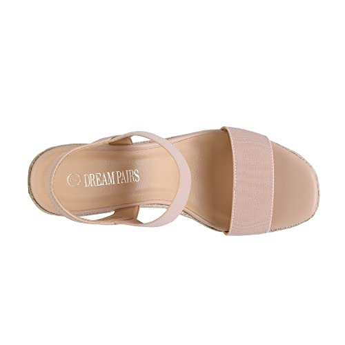 Image of DREAM PAIRS Womens Open Toe Espadrilles Dressy Platform Sandals Slip on Elastic Ankle Strap Wedges Sandals