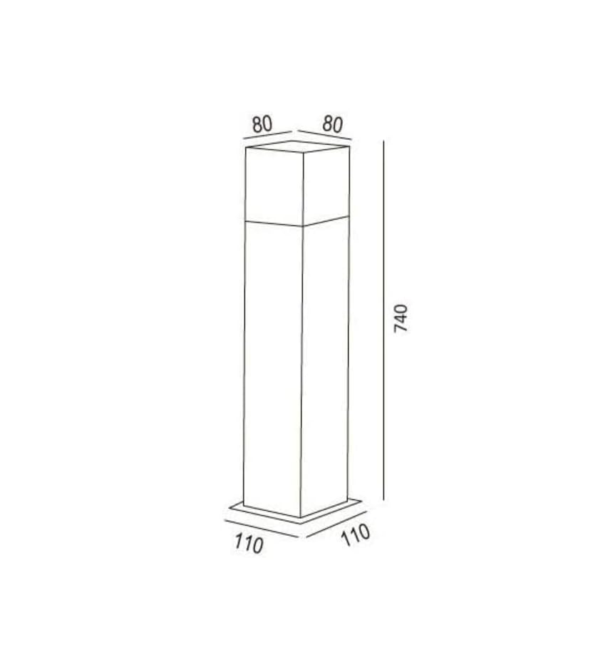 Dopa Dopastore Lampione Palo da Terra Attacco E27 Design Cilindro Quadrato Portalampada Moderno Alluminio Altezza 74CM da Esterno (Bianco)