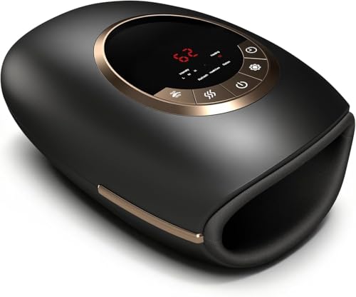 Foruisin Hand Massager with Heat and Compression 3 Strength Levels & Modes 10/15/20 Min Timer Large Size Fits Hands & Forearms Carpal for Arthritis Pain Relief Carpal Tunnel(Black General)