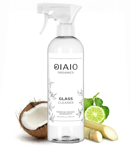 OIAIO Non-Toxic Glass Cleaner - Natural Organic Ingredients that Truly Perform - 24oz - Light Coconut & Bergamot Scent