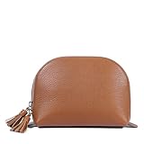Leatherology Signature Cognac Medium Clamshell Makeup Bag