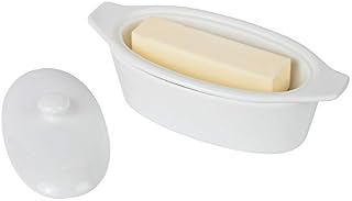 Old Home Kitchen Butter Keeper, Porcelain Butter Boat, White (Standard version)