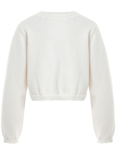 Kids Girls Long Sleeve Bolero Cardigan Shrug Coats Lace Trim Knitted Outerwear2