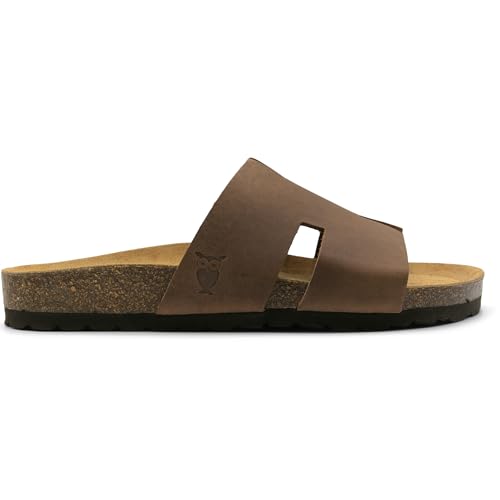 Image of Sandgrens Handmade Unisex Cork Slides | European Top Grain Leather Sandals with Soft Suede Footbed and EVA Rubber Sole | Avila