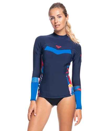 Roxy Womens 1.0 Syncro Jacket Long Sleeve QLCK Wetsuit Top - Navy Nights/Yacht Blue | 4