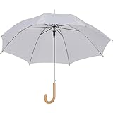  Automatik-Regenschirm mit Holzgriff und Holzspitzen / Farbe: weiß