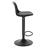 Lestarain 1X Taburetes Alto Cocina Regulable en Altura Taburetes de Bar con Respaldo Cuero Sintético+Plástico Sillas Altas Taburete Giratorio para Estudio, Trabajo, Oficina Negro #3