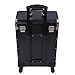 Rolling Makeup Train Case, 3 Tier Aluminum Portable Makeup Organizer Suitcase Cosmetic Storage Box with Lock and Key Travel Beauty Luggage Trolley for Travel Makeup/Nail Art/Hair Styling (Black)