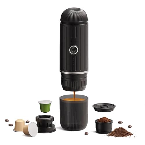 Diyeeni Portable Electric Espresso Machine Self Heating, USB Rechargeable 80ml Mini Coffee Maker Travel Espresso Maker for Camping, Travel, RV, Hiking, Office (Black)