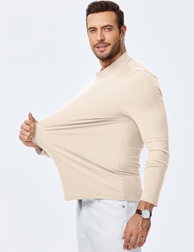 Mens Mock Turtleneck T Shirts Long Sleeve Slim Fit Shirts Casual Ribbed Knited Tops Thermal Pullover Undershirts3