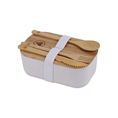 LAGUIOLE Fiambrera de Madera de Bambú con Cubiertos Marrón Cover