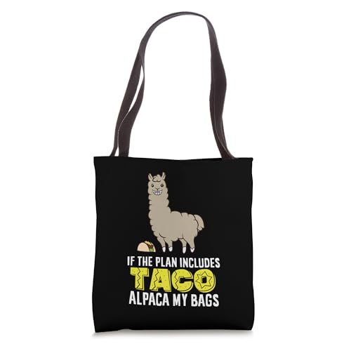 Bolso tote divertido con diseño de tacos y alpacas, para amantes de la comida mexicana miniatura 1