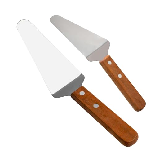 Pala della pizza | Spatola pizza in acciaio inossidabile | Pala per torta con manico in legno, pala per torta, supporto per torte, pala triangolare per torte