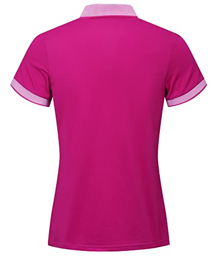 Women Tennis Shirts Short Sleeve Solid Golf T-Shirt Collared Athletic Polo Tops Sport Shirts Contrast Color Purple White #TOP2
