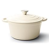 6 Quart Dutch Oven Pot with Lid, Non Stick Enameled Cast Iron Dutch Oven for Bread Baking, Heavy-Duty, Oven Safe Ceramic Cookware Up to 500°F for Baking, Braising, Stews, Roasting, Beige
