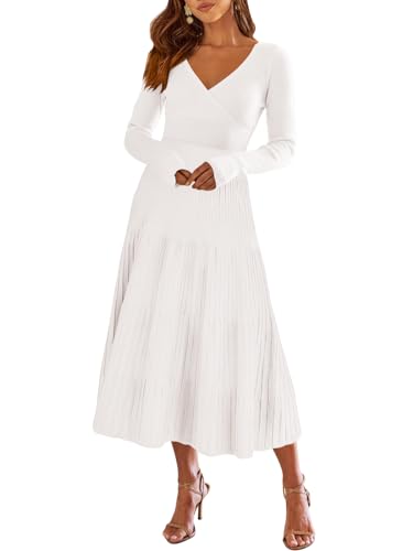 ANRABESS Womens Wrap Midi Sweater Dresses Long...