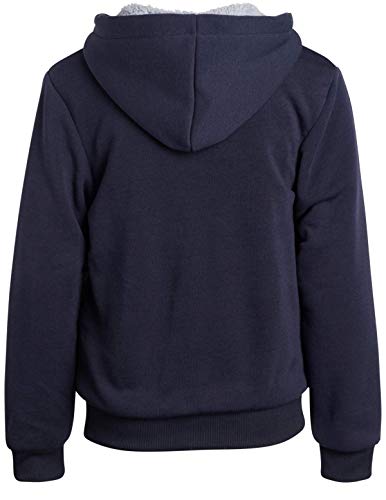Coney Island Boys? Sweatshirt - Sherpa Lined Zip Hoodie (Size: 4-16), Size 14-16, Navy/Heather Grey #TOP2