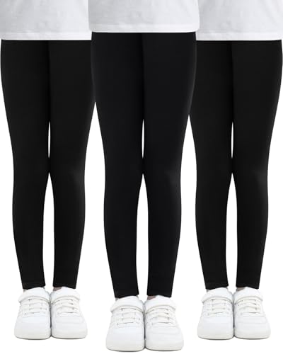 Adorel Mädchen Leggings Baumwolle Lang Unifarbe Leggins Hosen 3er-Pack...