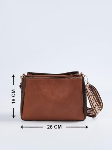 Image of Max Women Textured Sling Bag (Brown FS)