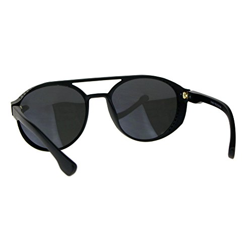 SA106 Mens Mirror Lens Side Visor Plastic Cafe Racer Round Sunglasses4