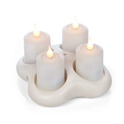 Set of 4 – Smart Flame Rechargeable 360° LED Moving Flame Tea Light Candles - Including Remote Control