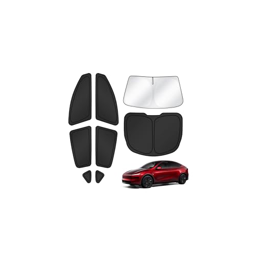 T TGBROS Window Shades for Tesla Model Y Juniper 2025 2026 Windshield Side Rear Window Full Set Blackout Privacy Sunshades for Model Y Accessories Foldable Black Out Window Cover 8PCS