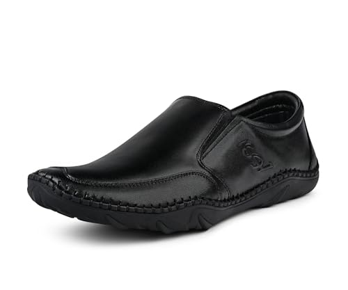 Image of LOUIS STITCH Genuine Leather Formal Slip On Shoes for Men | Ultra Lightweight and Flexible Rubber Sole Men's Slipon Loafer Shoes | LSAXSO |