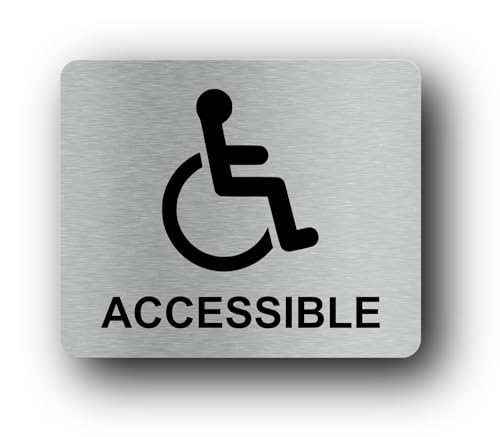 Plaque gravée fauteuil roulant autocollant argent métallisé