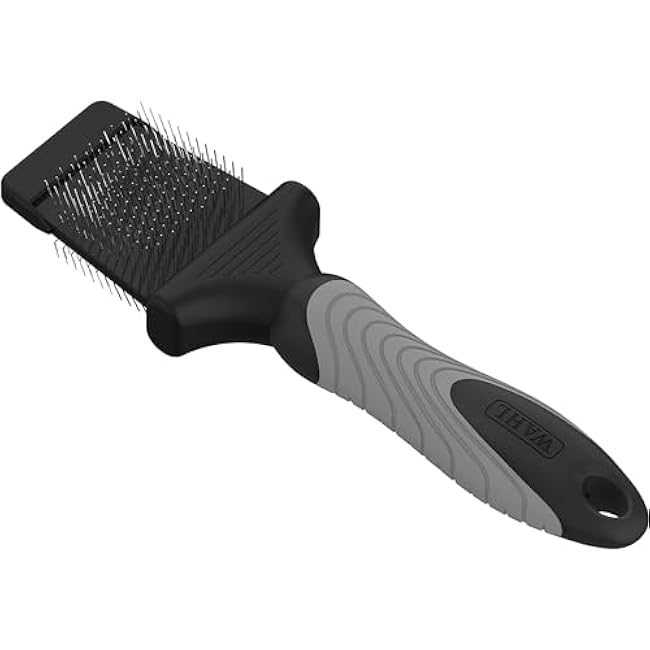 WAHL Professional Animal Double-Sided Flex Slicker Brush for Dogs & Cats (#858478) - Durable Pin Brush for Long-Haired Breeds like Bichon Frises & Collies - Ergonomic Black & Gray Grooming Tool-C7HeCmR4