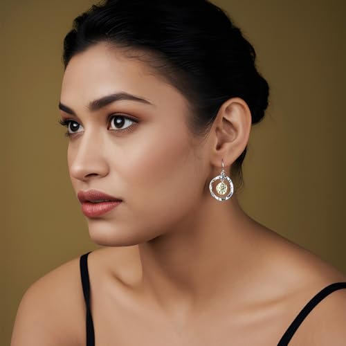 LeCalla 925 Sterling Silver Hammered Earrings for Women | Handmade Hammered Drop & Dangle Earrings Jewelry | Women's Silver Textured Statement Earrings for All Occasions2