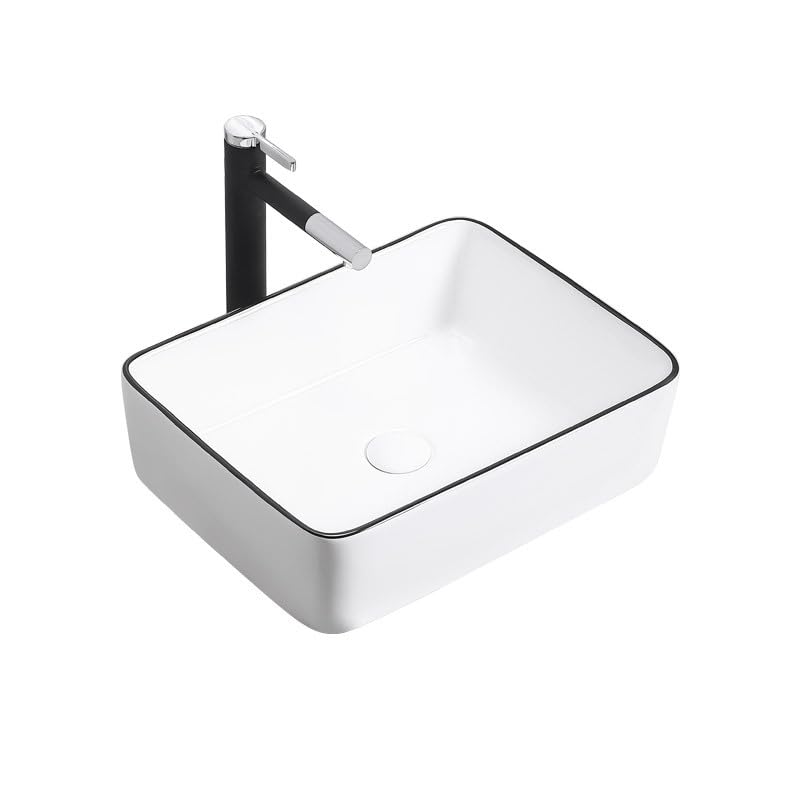 Vasque de salle de bain en céramique blanche lavabo de lavage carré à poser