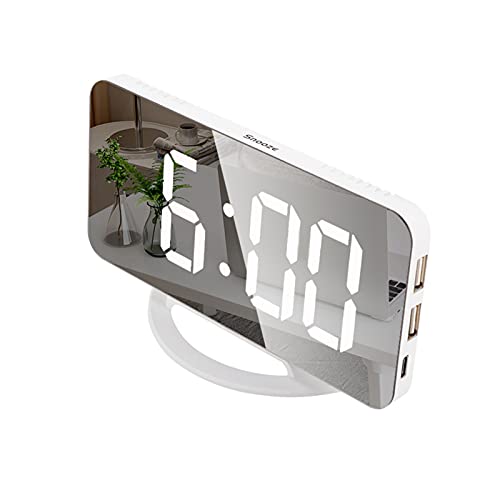 Funien Relógio espelho LED Mini relógio de mesa digital despertador com função Snooze 3 Brilho ajust