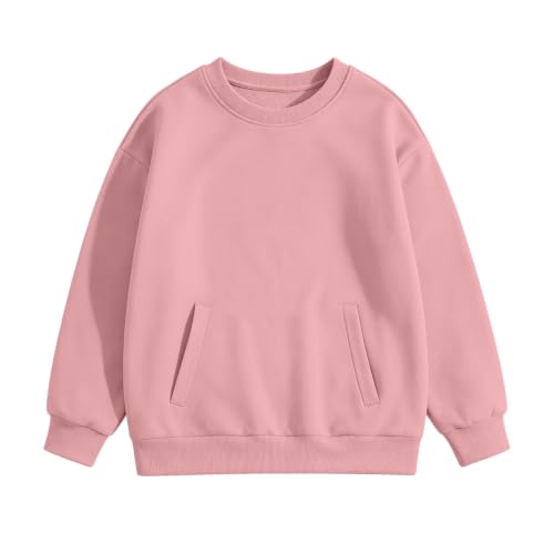 fartey Teen Girl Sweatshirt Long Sleeve Crewneck Pullover with Pocket Pink - image 5