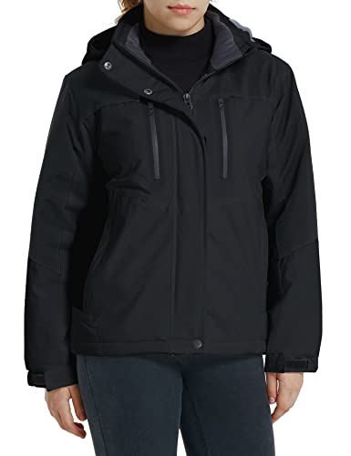 Zshow Girls' Mountain Ski Jacket Waterproof Warm Snow Coat Hooded Outerwear Jacket(Black,8) #TOP2