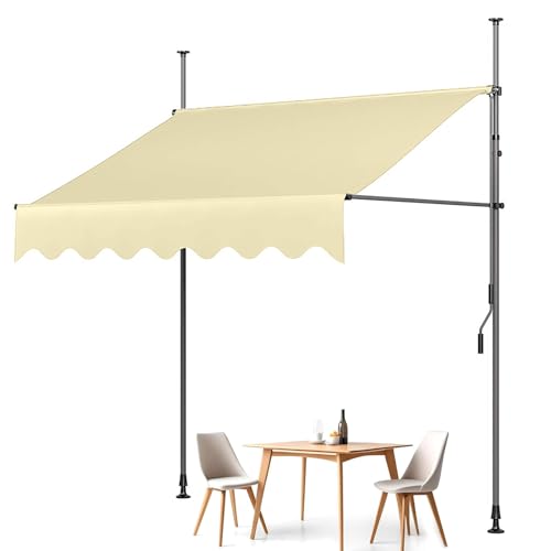 TDSYOCG Tenda Parasole Esterna A Bracci Estensibili, 1x1.2m/2x1.2m/3x1.2m/4x1.2m, Copertura Balcone & Terrazzo Regolabile, Impermeabile E Anti-UV, Montaggio Senza Perforazioni