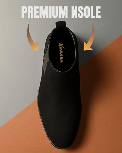Image of Kraasa Men's Slip On Fashion Chelsea Boots | High Tops, Soft Cushioned Insole, Comfortable Fit, Trendy, Stylish Boots